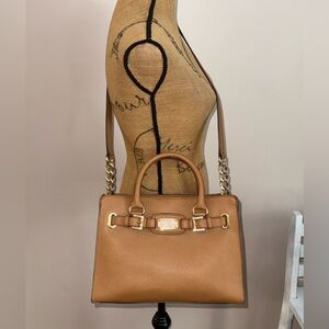 Michael Kors Saffiano leather Hamilton East West brown crossbody shoulder bag